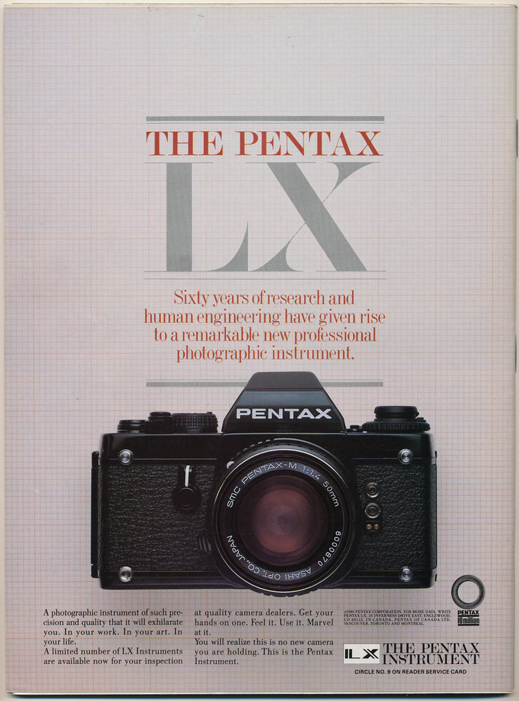 Pentax LX Advertisement, October 1982,  back cover of Camera Arts Magazine.jpg