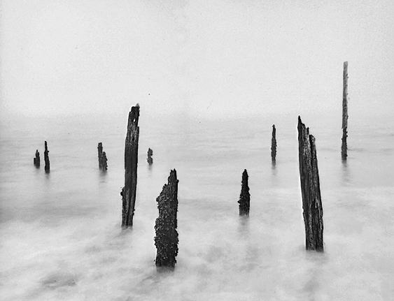 Pilings in Fog, Holy Island England 1999.jpg