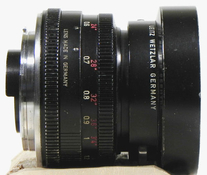 Leitz Wetzlar Summicron-R 50mm f2 lens side view lens hood on.jpg