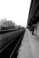 Railroad with lone traveler