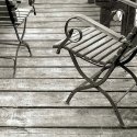 Chairs on a bridge