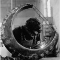Laurent welding a rabbit
