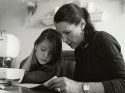 Mother-daughter sewing lesson