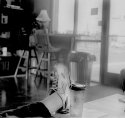 One foot up with a latte