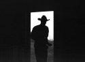 The cowboy rides away