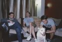 three friends and dog
