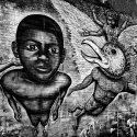 Black Boy, Garuda Mural in B/W