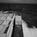 RSV Aurora Australis punching into water