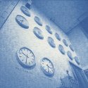 Worldclocks, Cyanotype. MSA: Near and Far