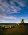 Corfe Castle in Sun from East hill