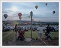 Hot air ballooning at sunset