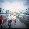Crossing Millennium Bridge, London