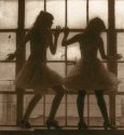 Suzie and Sarah in a Window, Carbon Transfer Print