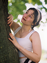 Elena touching the tree