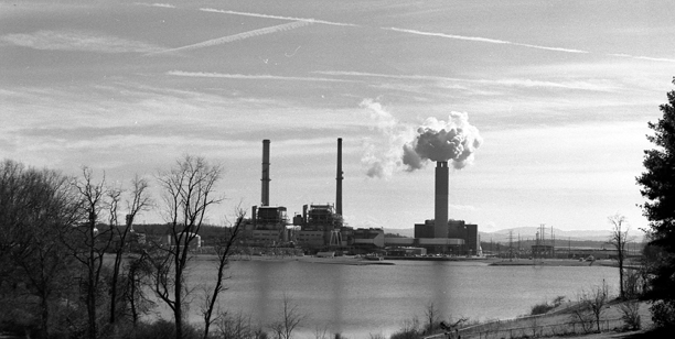 Asheville Power Plant with turbines rolling