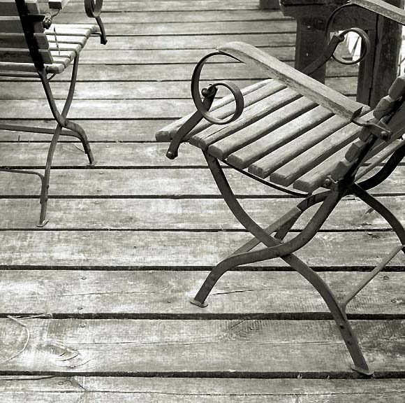 Chairs on a bridge