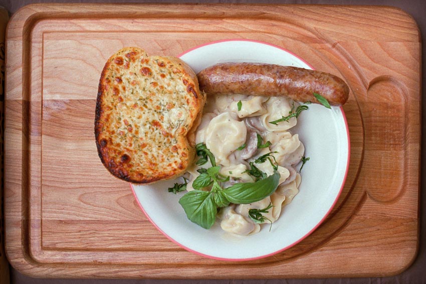 Cheese Tortellini Alfredo with Sausage
