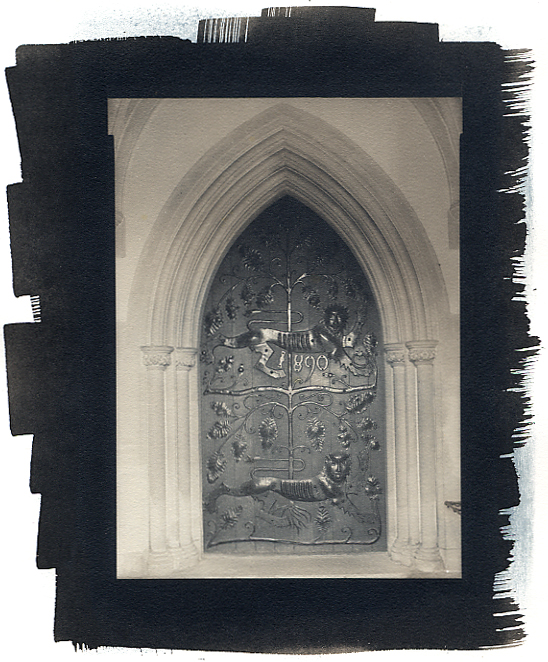 Church door, Barrow, Somerset, UK.