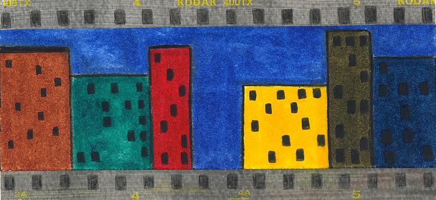 Cityscape- Night (Faux Panoramic)