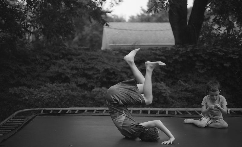 Cousins on the trampoline