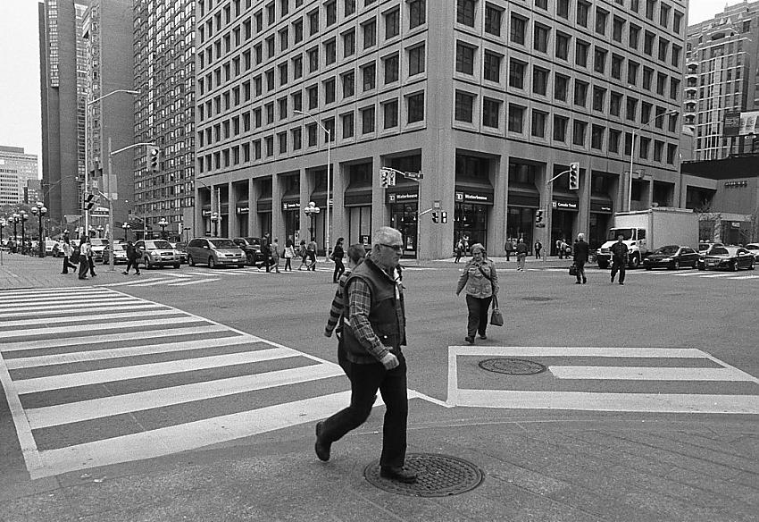 Crossing Bloor at Bay St.