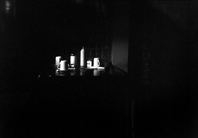 Diner interior at night