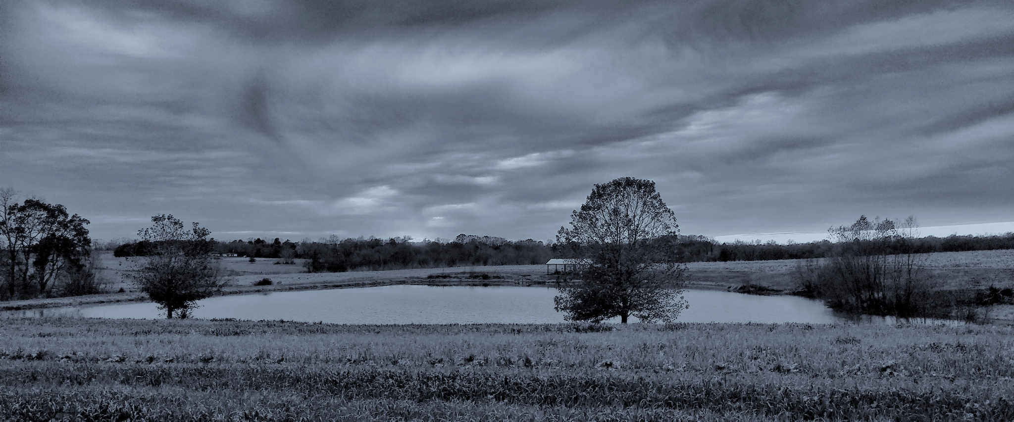 Farm Pond At Sunset