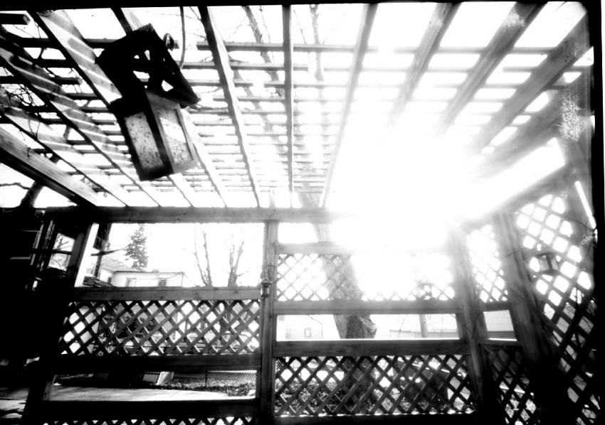 gazebo and lantern through pinhole