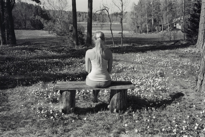 Girl and wood anemones