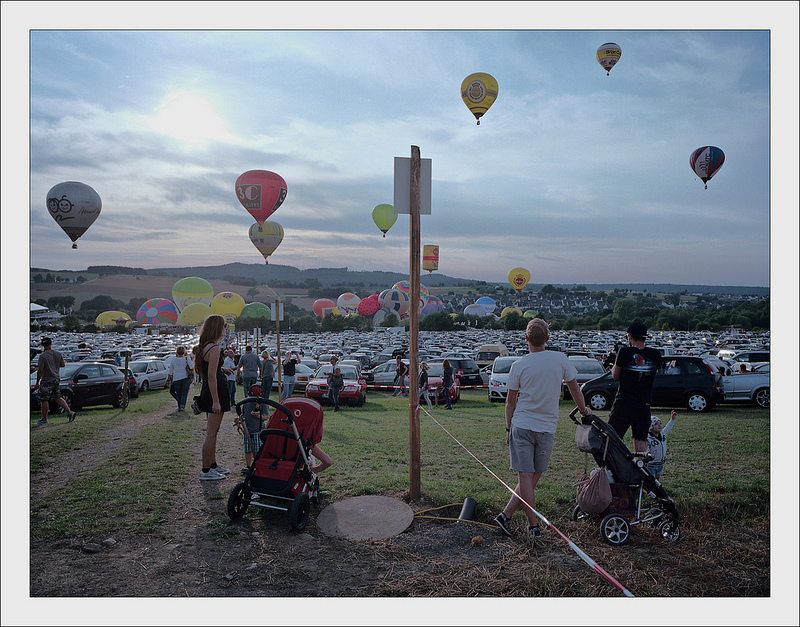 Hot air ballooning at sunset