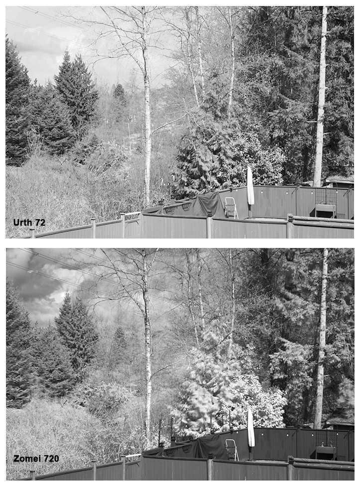 IR Filter Comparison: Urth 72 VS Zomei 720