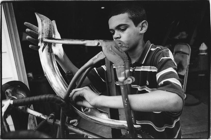 Joey, cleaning his fenders