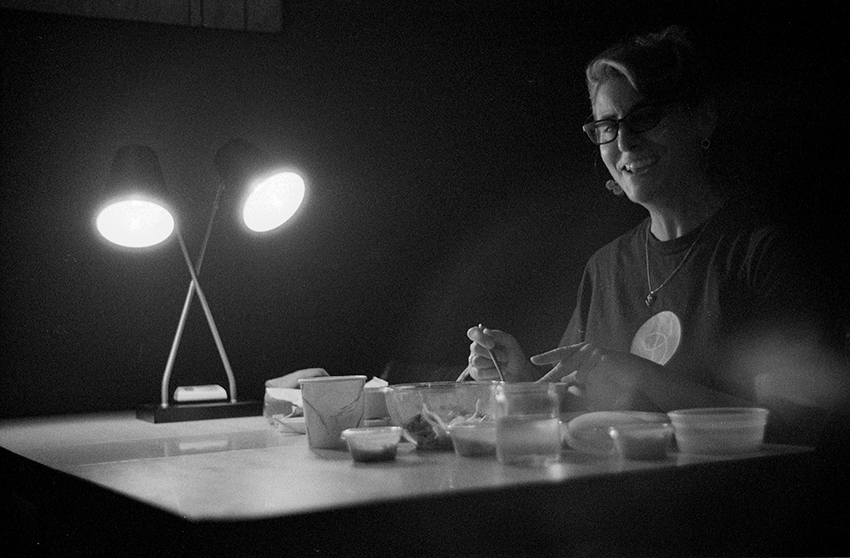Julie having dinner
