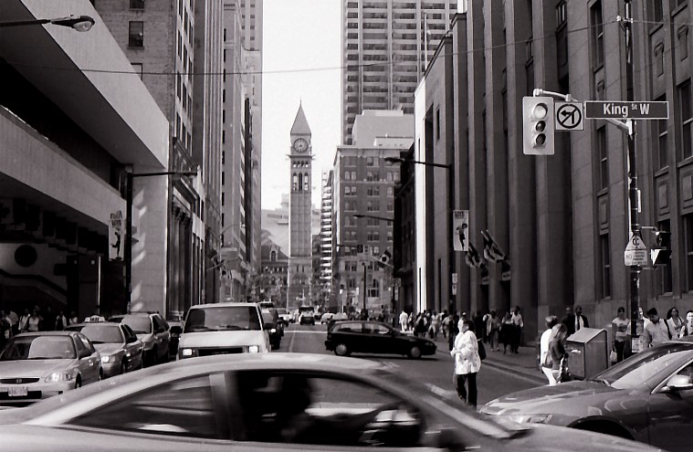 Looking up Bay St. During Rush Hour