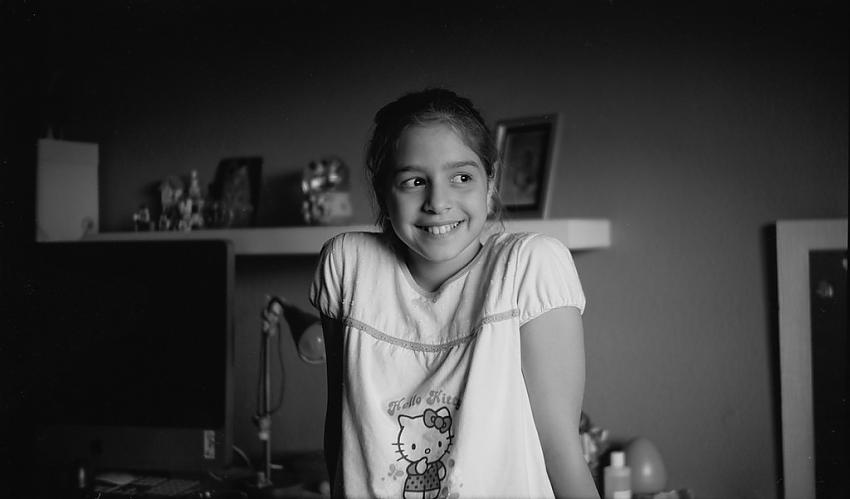 Lucía at her desk
