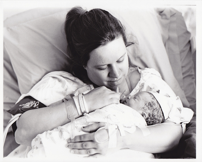 Mommy holding baby for first time!