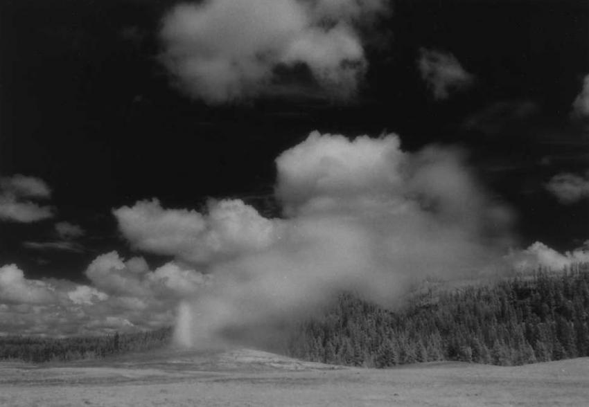 Old Faithful Basin With Eruptioni