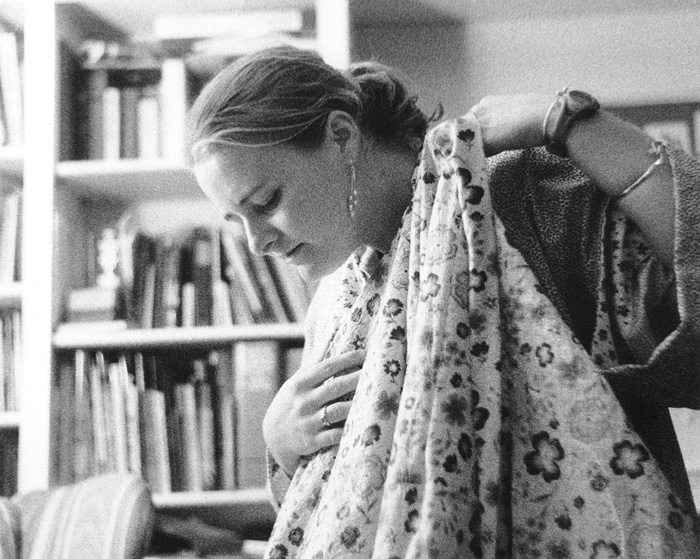 Ollie choosing fabrics