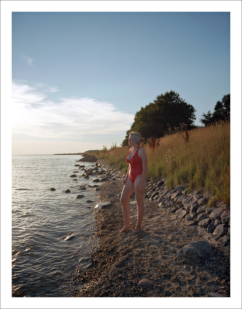 portrait - red swimsuit