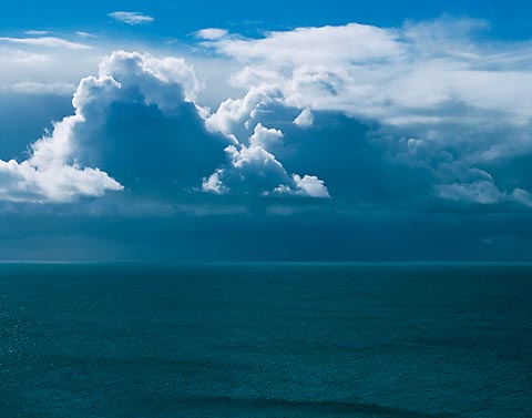Rain and sun at sea