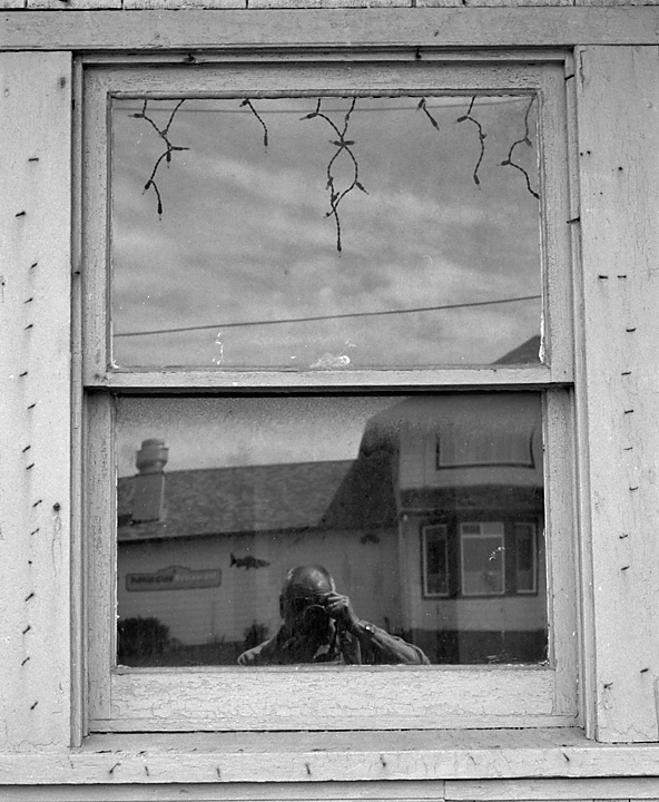 Reflection in a dirty window.