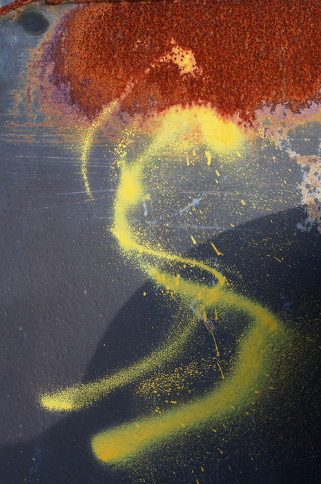 Rust and graffiti.