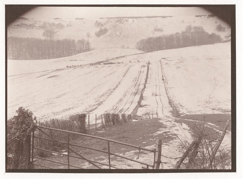 Salt print South Downs with snow