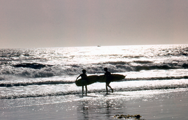 Santa Barbara Surfers at Sunset