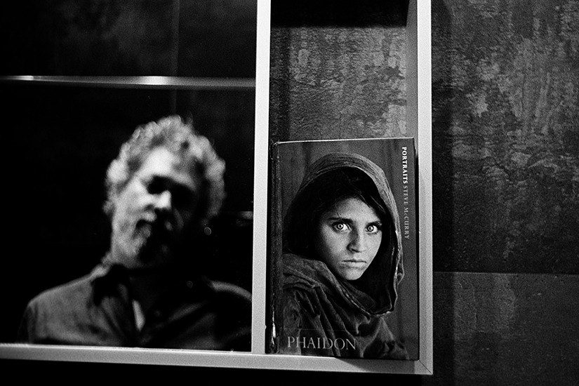 Self Portrait with Famous Photograph in ICP Bathroom