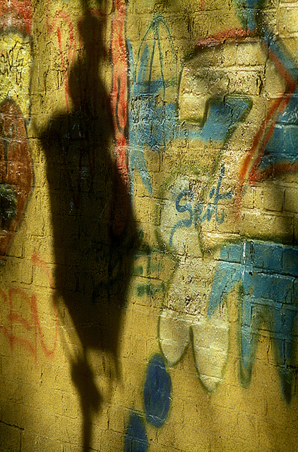 Shadow of Victorian lampost