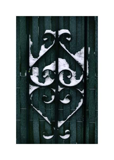 Snow on gate. December 2008