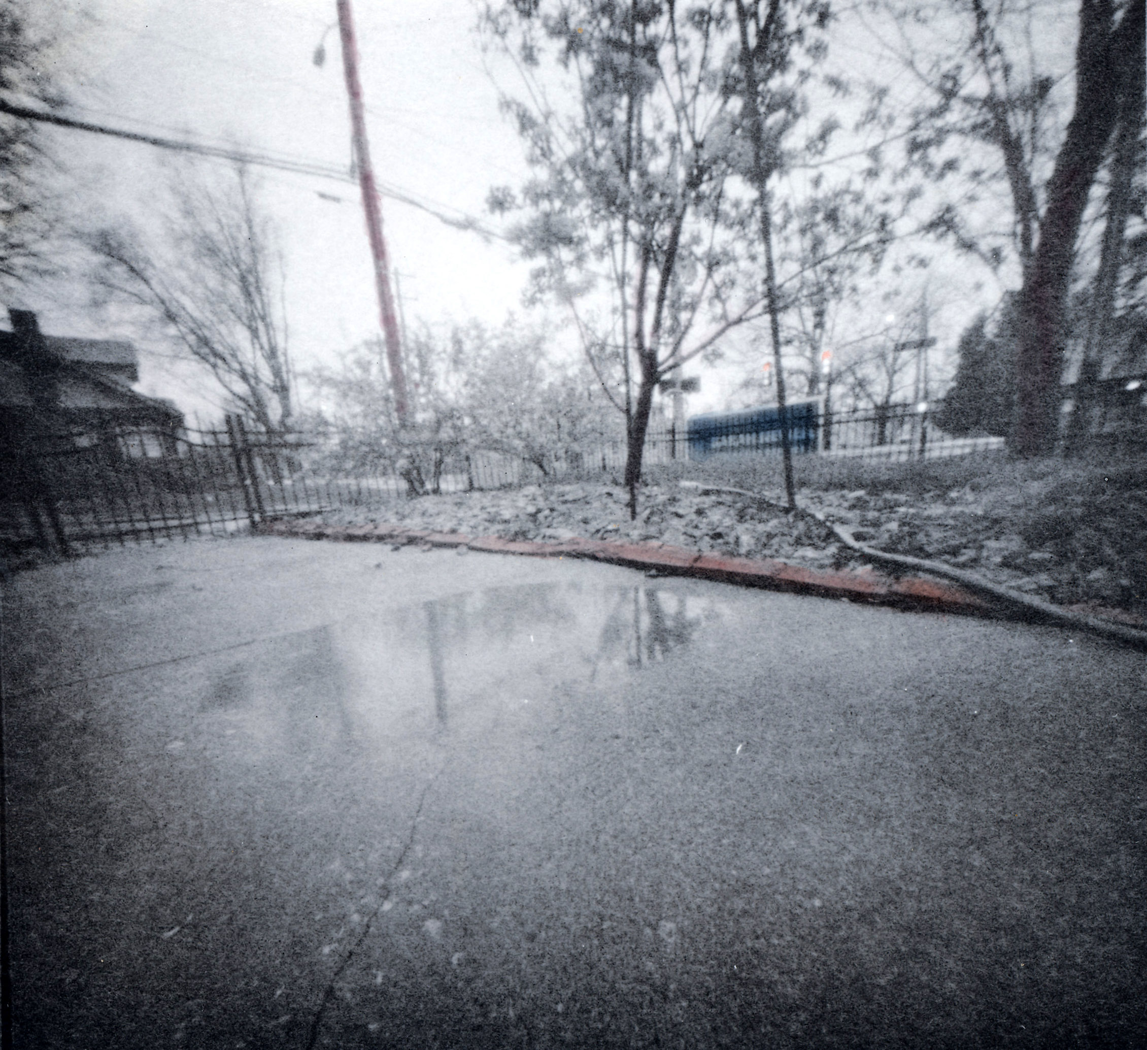 Spring rain through pinhole