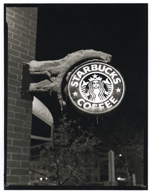 Starbucks Sign, Snow