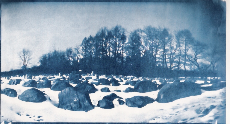 Stone Labyrinth In Snowy Field, Western Pa